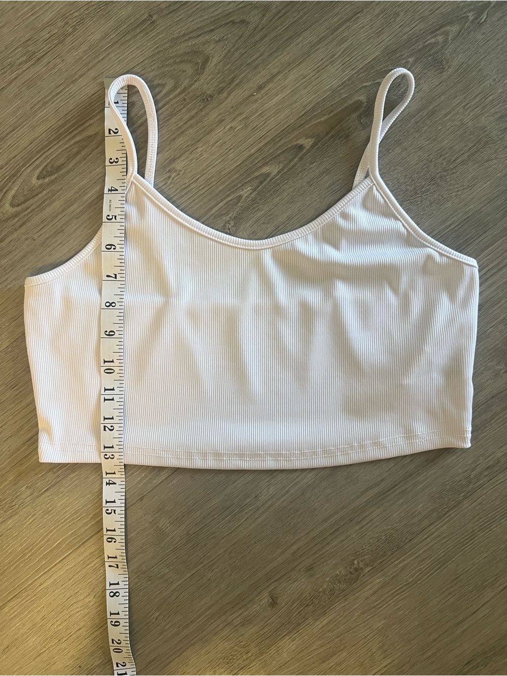 SHEIN White‎ Ribbed Spaghetti Strap Crop Top - Picture 7 of 7
